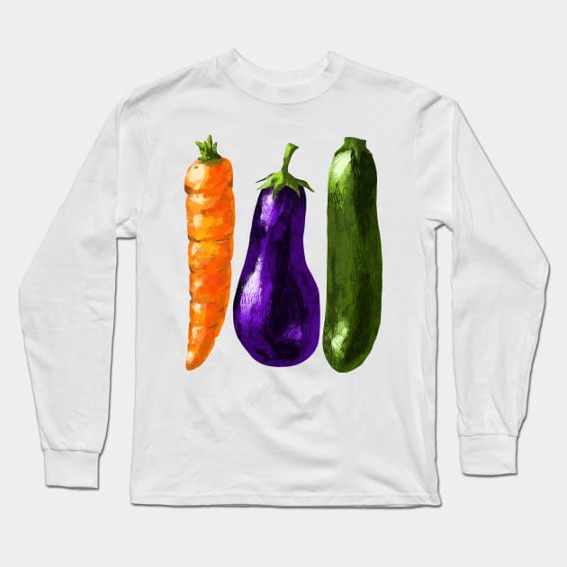 Carrot, Eggplant, Zucchini Long Sleeve T-Shirt by pastanaut